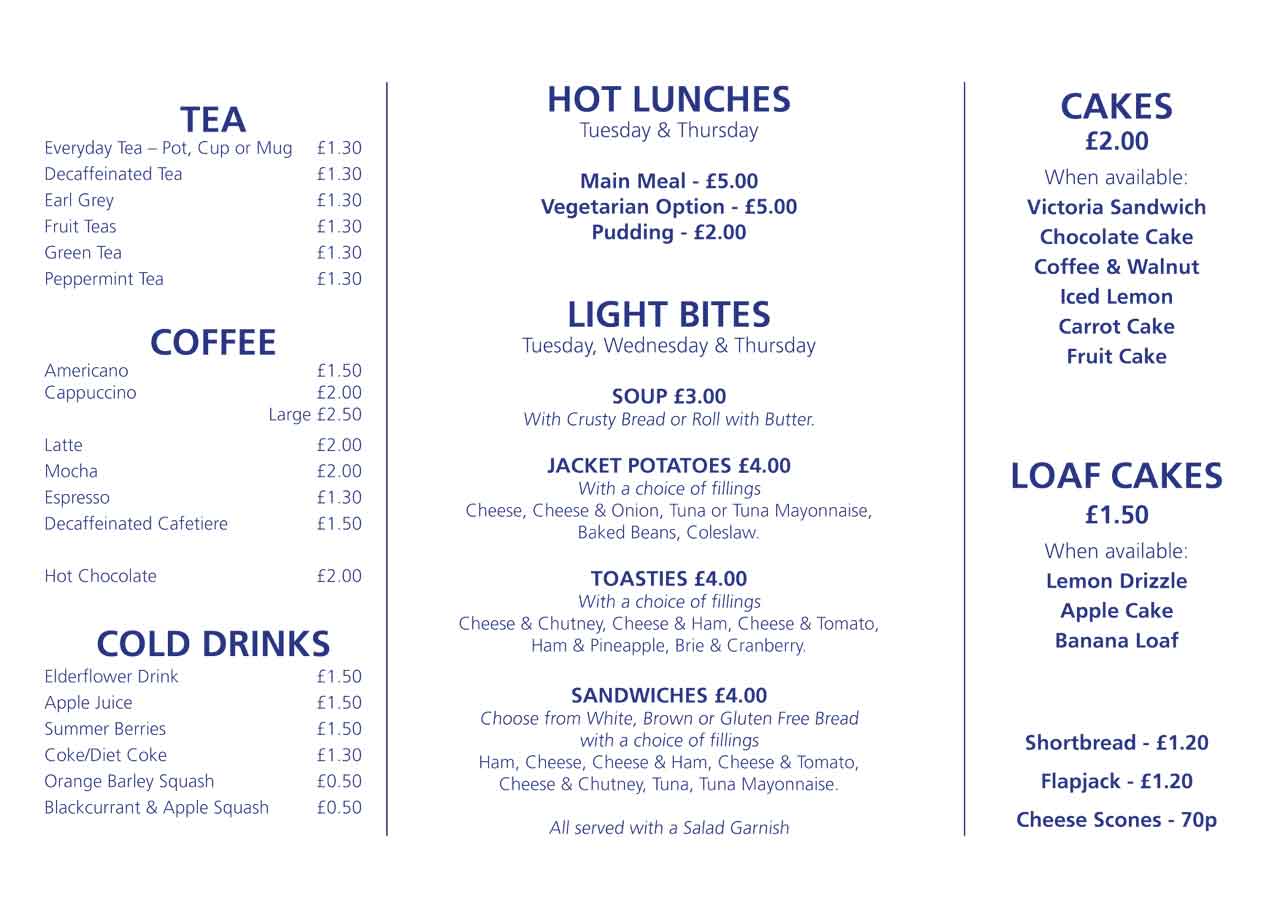 Ipplepen Hub Cafe Menu