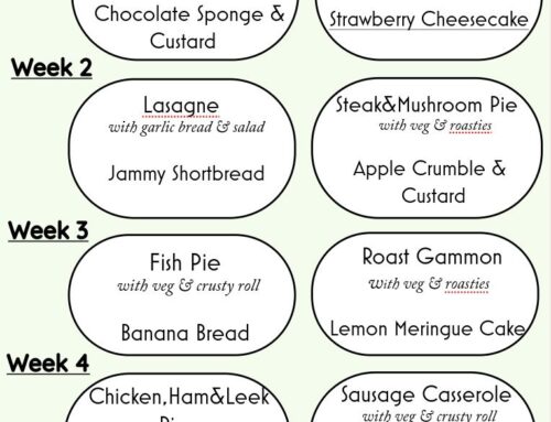 The July Menu for Tuesdays and Thursdays