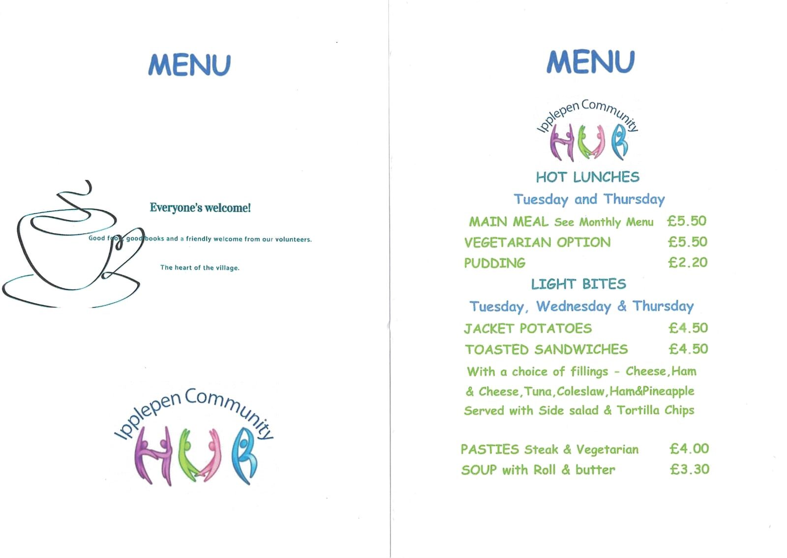 Ipplepen Cafe Menu