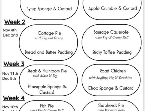 The November and December Menu for Tuesdays and Thursdays