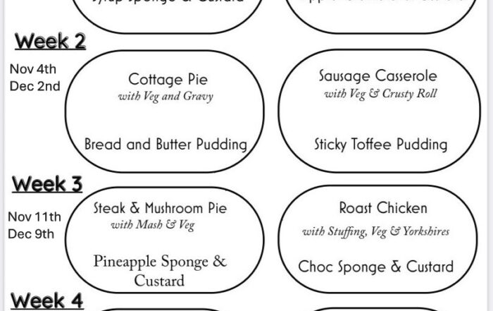 November and December Ipplepen Hub Cafe Menu