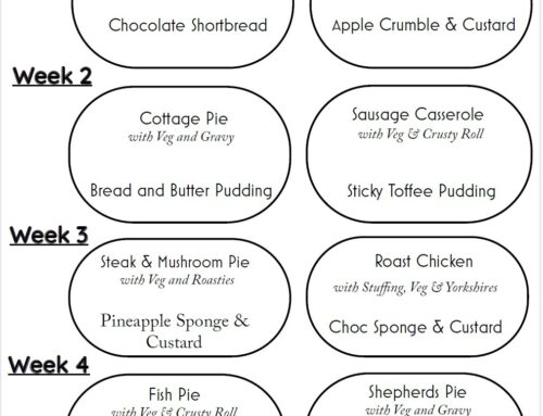 The October and September Menu for Tuesdays and Thursdays