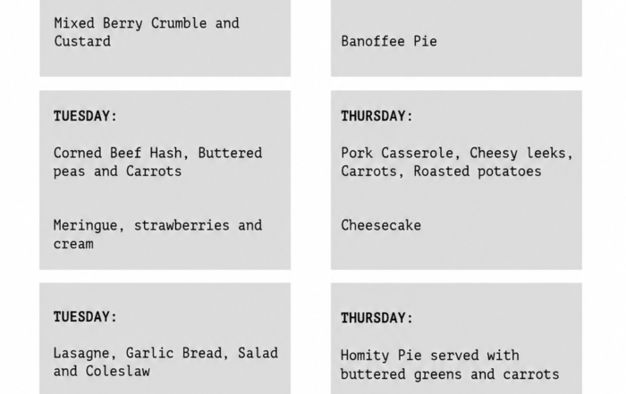 Ipplepen Cafe Menu for July and August